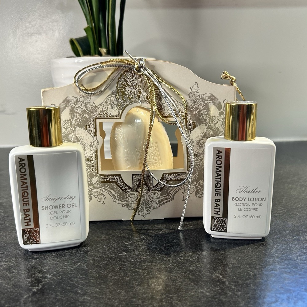 Vintage‎ Aromatique Bath HEATHER 3 Pc Gift Set Soap, Lotion, Gel NEW Retired